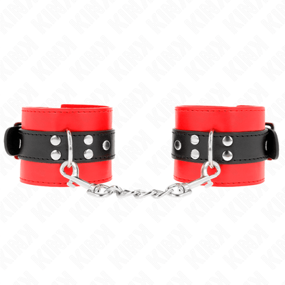 KINK - WRIST RESTRAINTS RED WITH BLACK BELT ADJUSTABLE 17 - 28 CM X 6 CM - Kink&Play