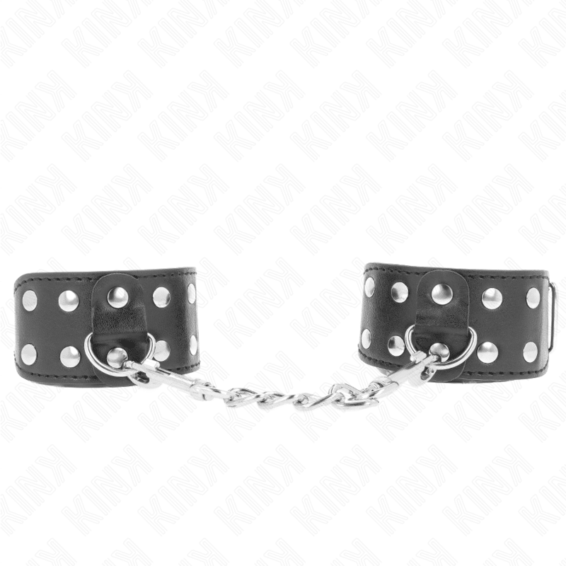 KINK - WRISTBANDS WITH DOUBLE LINE OF ADJUSTABLE STUDS BLACK - Kink&Play