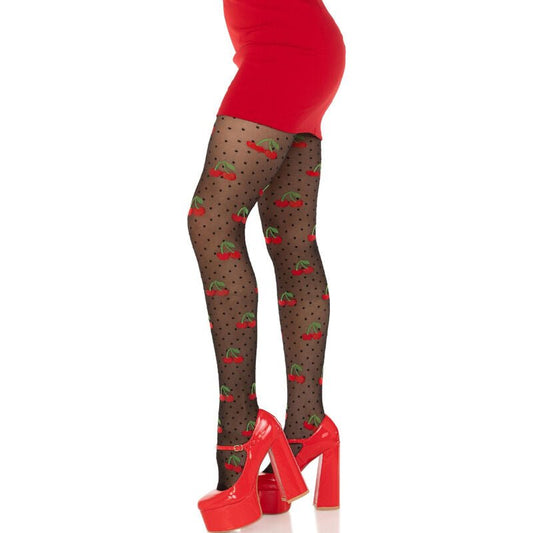 LEG AVENUE - BLACK CHERRY MOLES STOCKINGS - Kink&Play