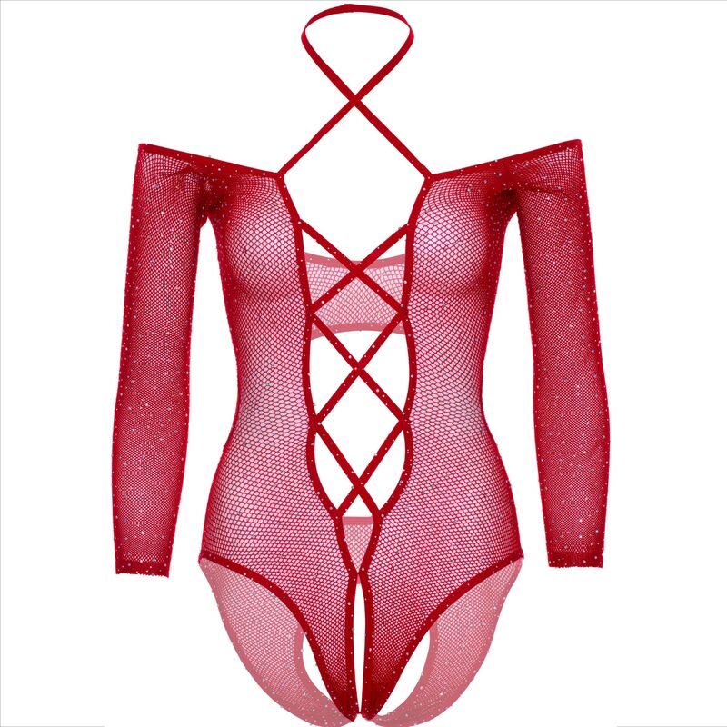LEG AVENUE - BODY CROTHLESS WITH GLOSS RED - Kink&Play