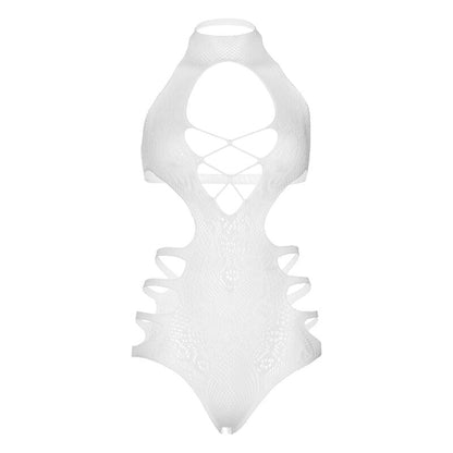 LEG AVENUE - CUT OUT STRAPPY BODYSUIT ONE SIZE - WHITE - Kink&Play