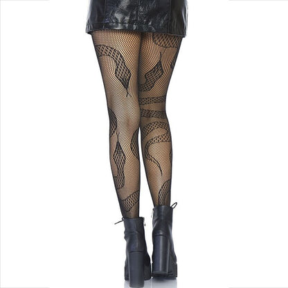 LEG AVENUE - STOCKINGS NET SNAKES BLACK - Kink&Play