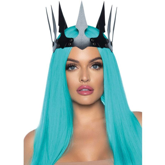 LEG AVENUE - SYNTHETIC LEATHER MALEFICENT CROWN WITH STUDS BLACK - Kink&Play