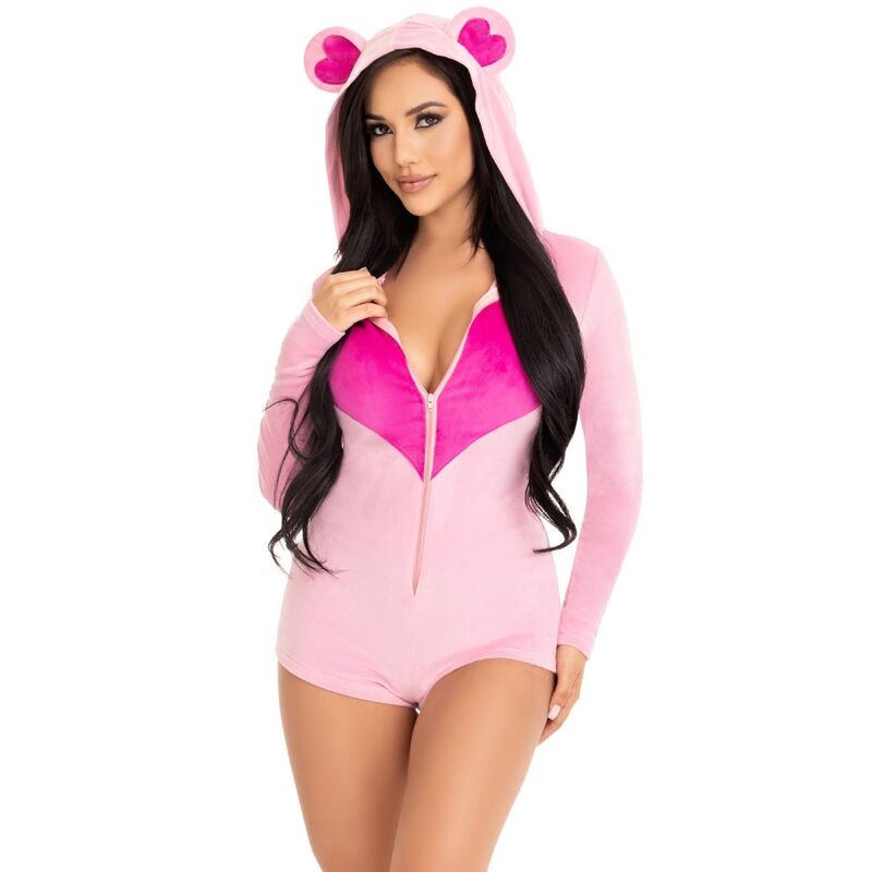LEG AVENUE - TEDDY BEAR VELVET BODYSUIT PINK M - Kink&Play