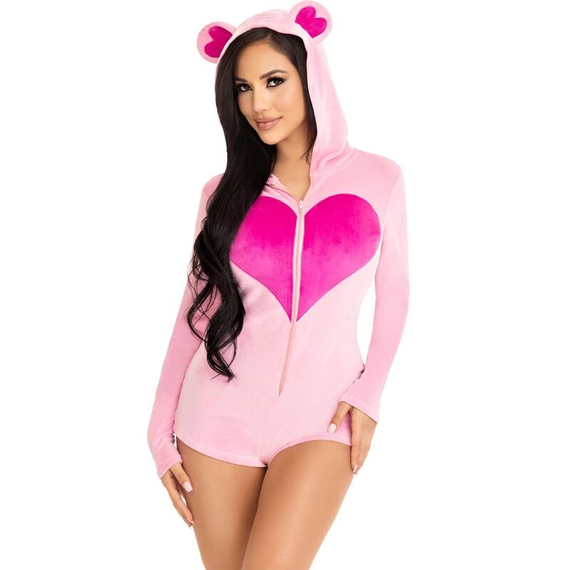 LEG AVENUE - TEDDY BEAR VELVET BODYSUIT PINK M - Kink&Play