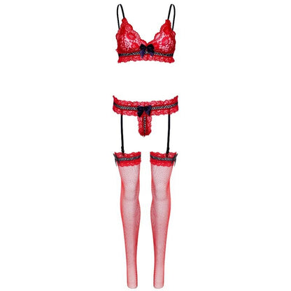 LEG AVENUE - THREE PIECES SET ONE SIZE - RED - Kink&Play