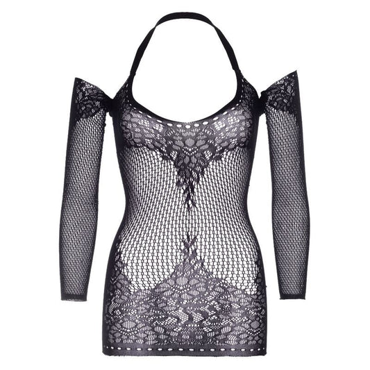 LEG AVENUE - TWIST HALTER LACE MINI DRESS ONE SIZE - Kink&Play