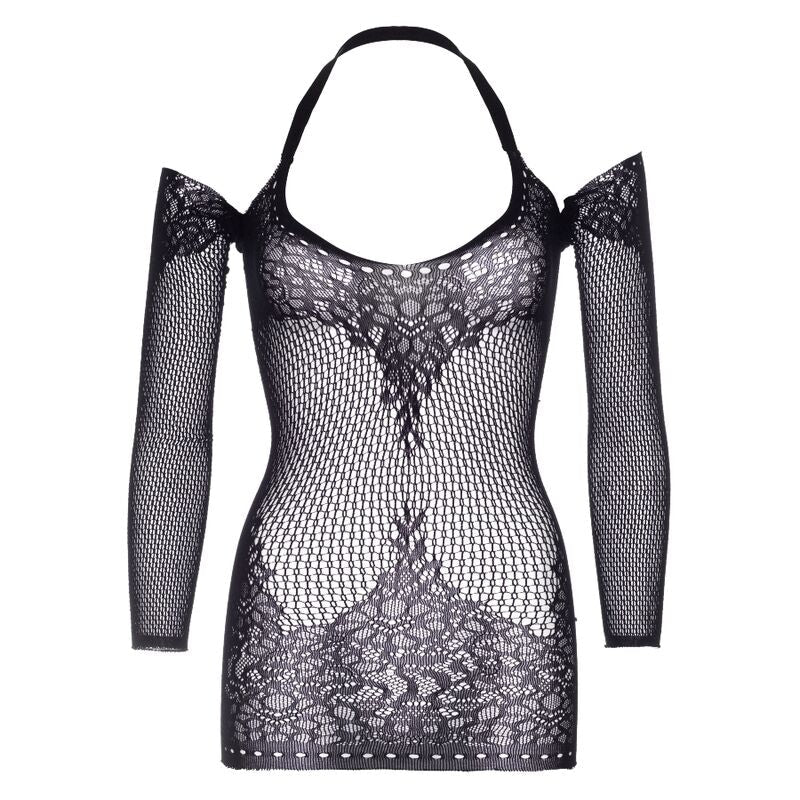 LEG AVENUE - TWIST HALTER LACE MINI DRESS ONE SIZE - Kink&Play