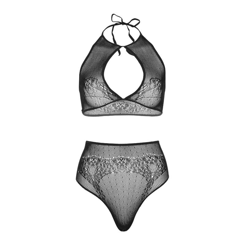 LEG AVENUE - TWO PIECES SET HALTER CROP TOP & THONG PANTY PANTY ONE SIZE - Kink&Play
