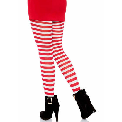 LEG AVENUE - WHITE/RED STRIPED TIGHTS - Kink&Play