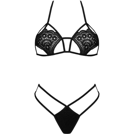 LIVCO CORSETTI FASHION - JIMENA LC 20216 BRA + THONG BLACK ONE SIZE - Kink&Play