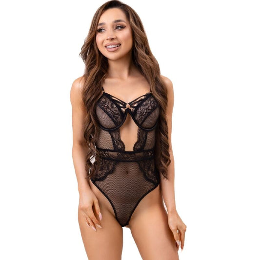 LIVCO CORSETTI FASHION - PAULA LC 20209 BODY WITH LACE DECORATIONS BLACK S/M - Kink&Play