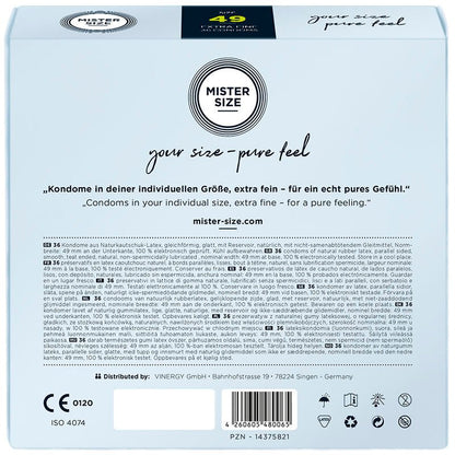MISTER SIZE - CONDOM SIZE S 49 MM (36 UNITS) - Kink&Play