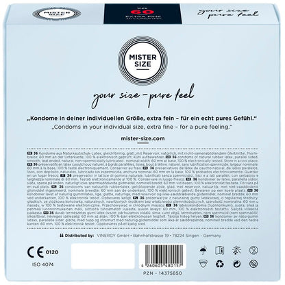 MISTER SIZE - CONDOM SIZE XL 60 MM (36 UNITS) - Kink&Play