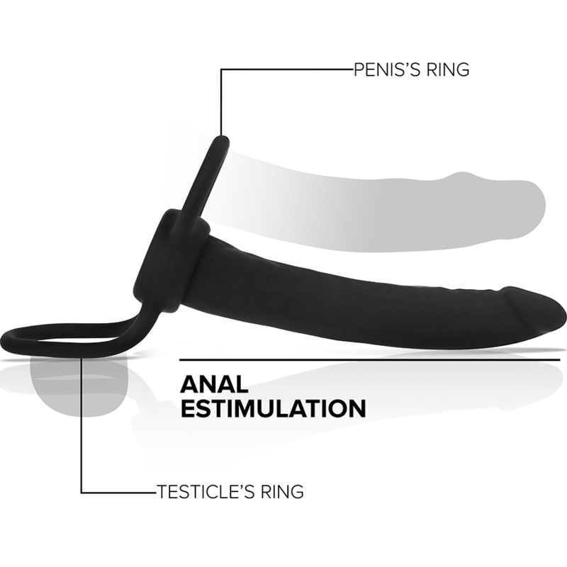 MYTHOLOGY - COBI ONYX ANAL DILDO WITH COCK AND TESTICLE RING 13 SILICONE CM - Kink&Play