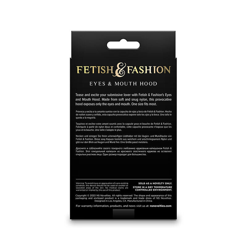 NS NOVELTIES - FETISH & FASHION EYES AND MOUTH HOOD NYLON BLACK - Kink&Play