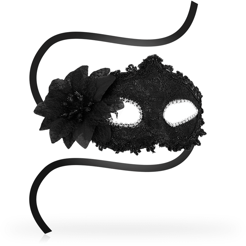 OHMAMA - ANTIZAZ MASKS VENETIAN STYLE SIDE FLOWER - BLACK - Kink&Play