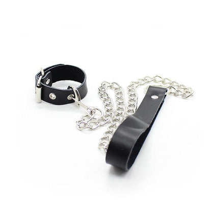 OHMAMA FETISH - PENIS NECKLACE AND LEATHER STRAP WITH METAL CHAIN - Kink&Play