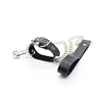 OHMAMA FETISH - PENIS NECKLACE AND LEATHER STRAP WITH METAL CHAIN - Kink&Play