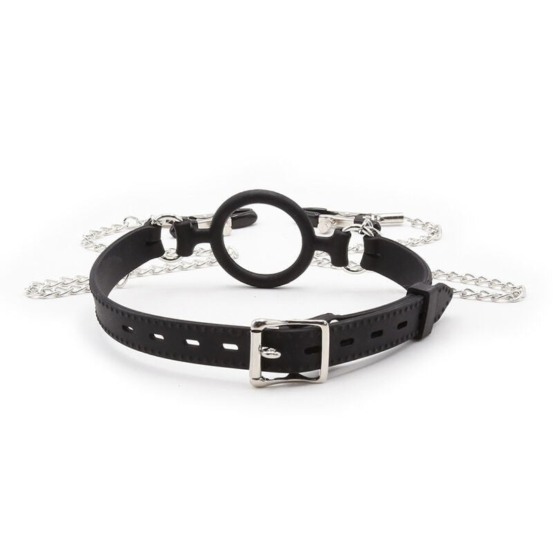 OHMAMA FETISH - RING GAG WITH CHAINS AND NIPPLE CLAMPS - Kink&Play