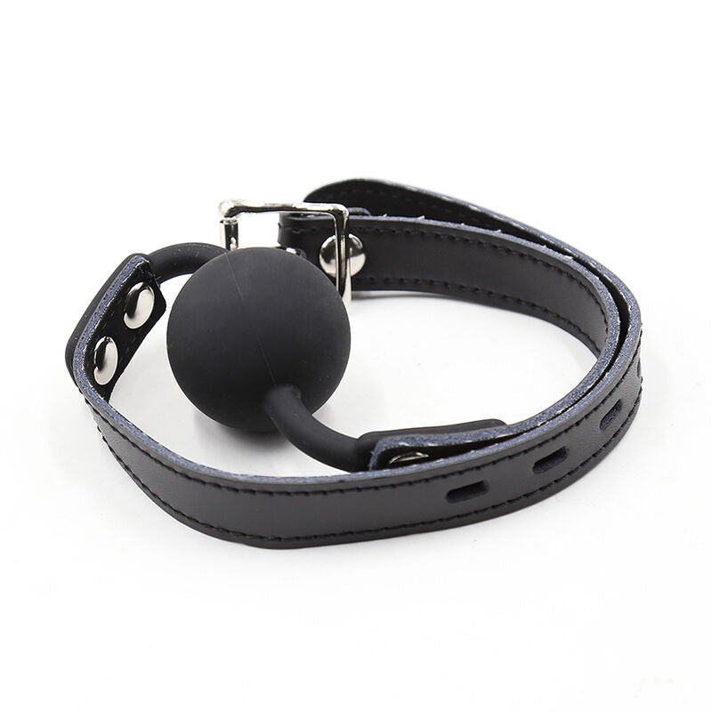 OHMAMA FETISH - SILICONE BALL GAG WITH LEATHER BELT (PADLOCK INCLUDED) - Kink&Play