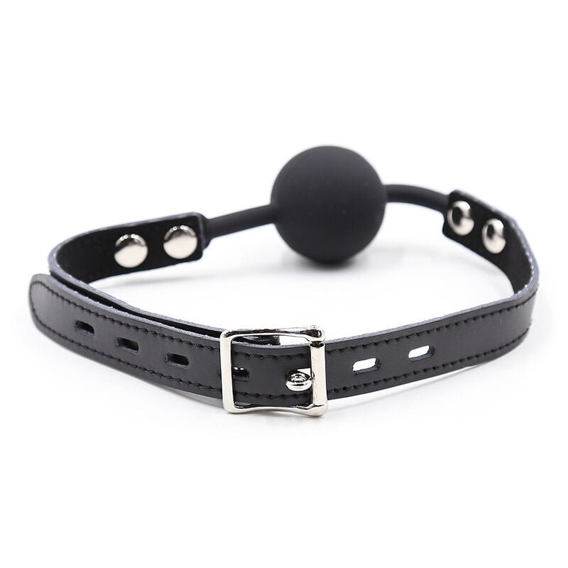 OHMAMA FETISH - SILICONE BALL GAG WITH LEATHER BELT (PADLOCK INCLUDED) - Kink&Play