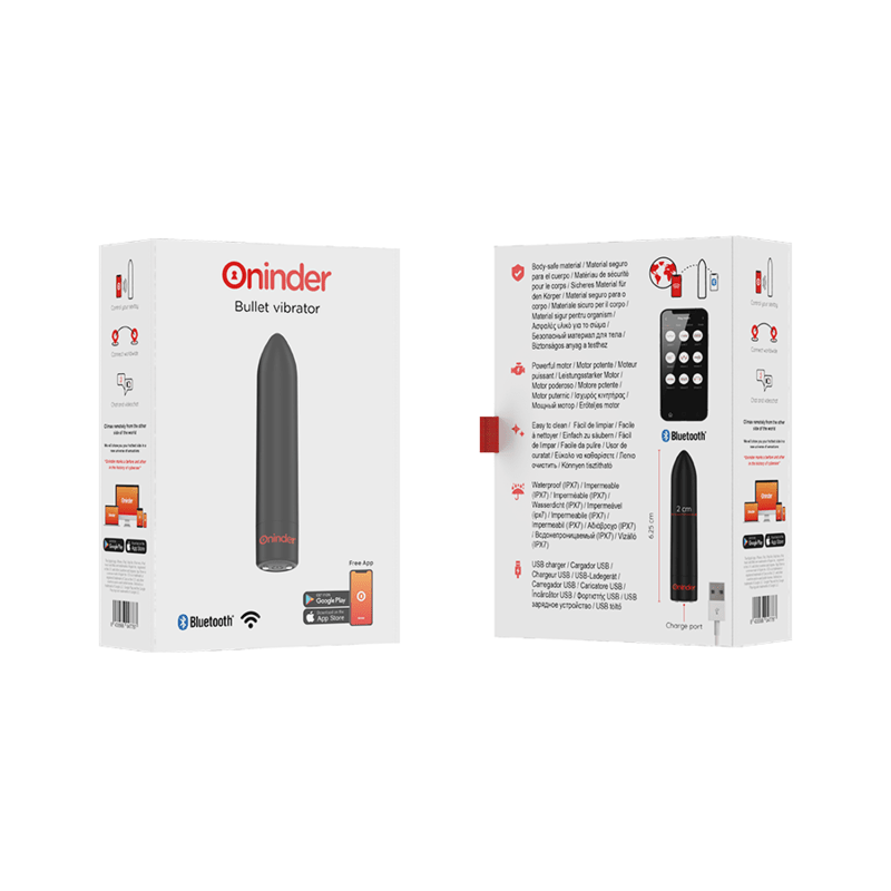 ONINDER - BERLIN BULLET VIBRATOR BLACK 9 MODES 8.5 X 2 CM - FREE APP - Kink&Play