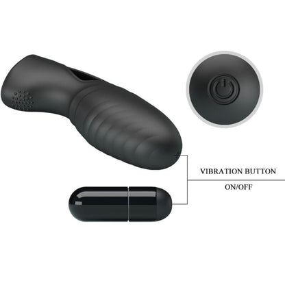 PRETTY LOVE - ALAN SILICONE FINGER VIBRATOR BLACK - Kink&Play