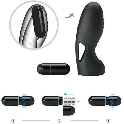 PRETTY LOVE - ALAN SILICONE FINGER VIBRATOR BLACK - Kink&Play