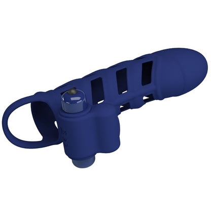 PRETTY LOVE - ALTAF VIBRATOR RING WITH SILICONE SHEATH BLUE - Kink&Play