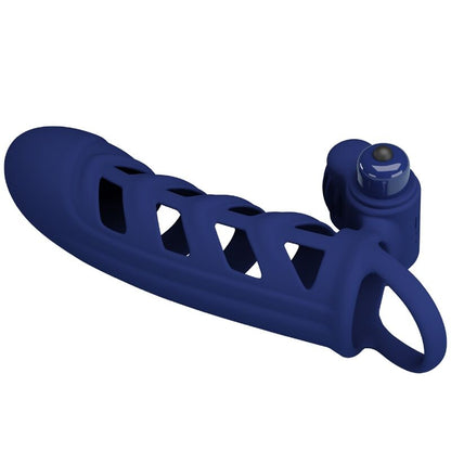 PRETTY LOVE - ALTAF VIBRATOR RING WITH SILICONE SHEATH BLUE - Kink&Play