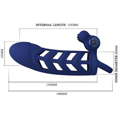 PRETTY LOVE - ALTAF VIBRATOR RING WITH SILICONE SHEATH BLUE - Kink&Play