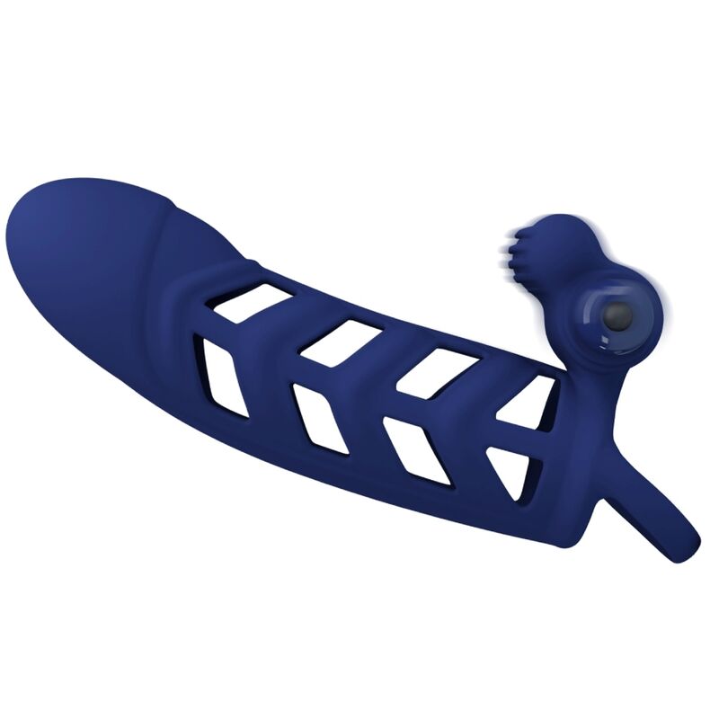 PRETTY LOVE - ALTAF VIBRATOR RING WITH SILICONE SHEATH BLUE - Kink&Play