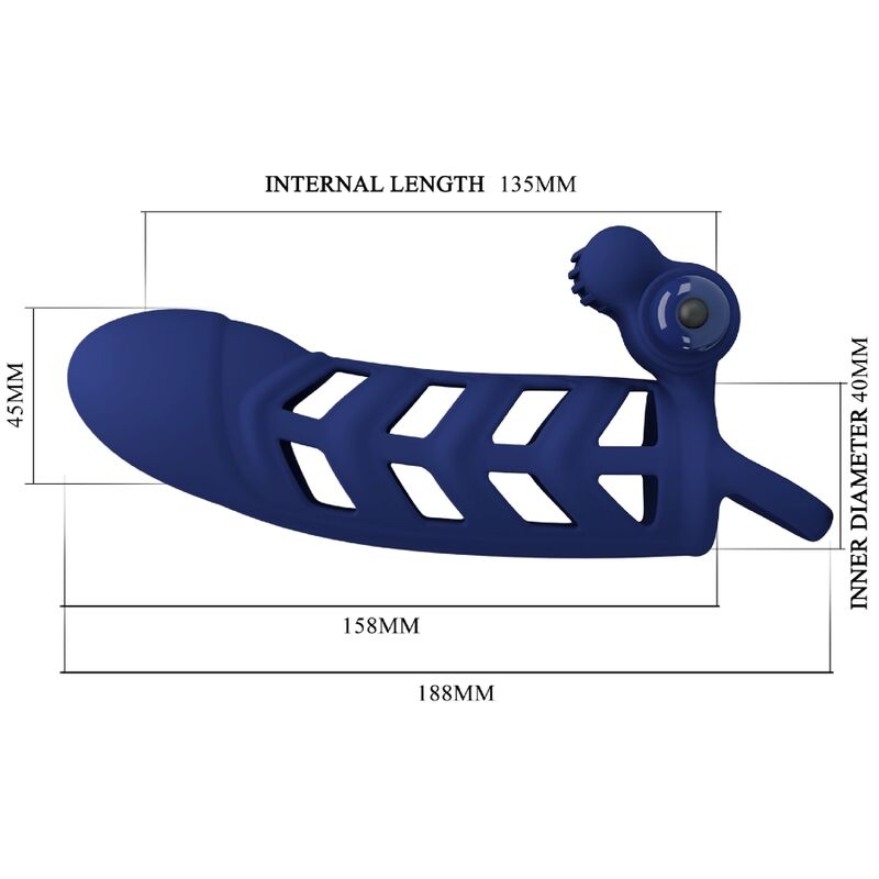 PRETTY LOVE - ALTAF VIBRATOR RING WITH SILICONE SHEATH BLUE - Kink&Play