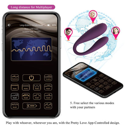 PRETTY LOVE - AUGUST REMOTE GLOBAL DOUBLE PLEASURE VIBRATOR - Kink&Play