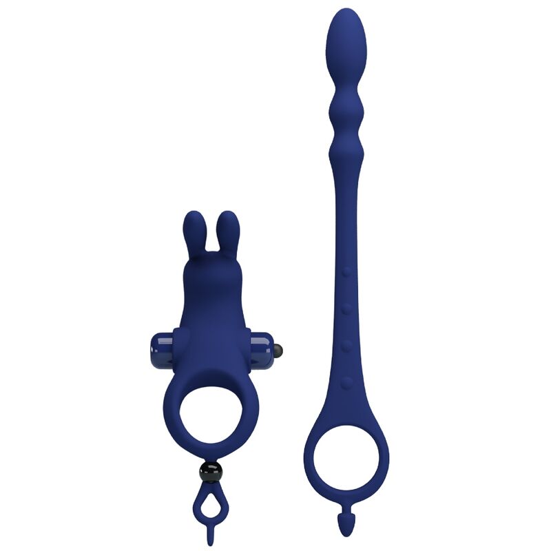 PRETTY LOVE - AYAD RABBIT VIBRATOR RING WITH PLUG BLUE - Kink&Play