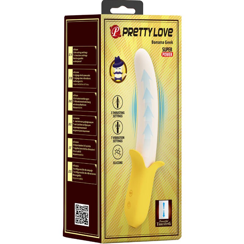 PRETTY LOVE - BANANA GEEK SUPER POWER 7 VIBRATIONS UP&DOWN SILICONE BLACK - Kink&Play