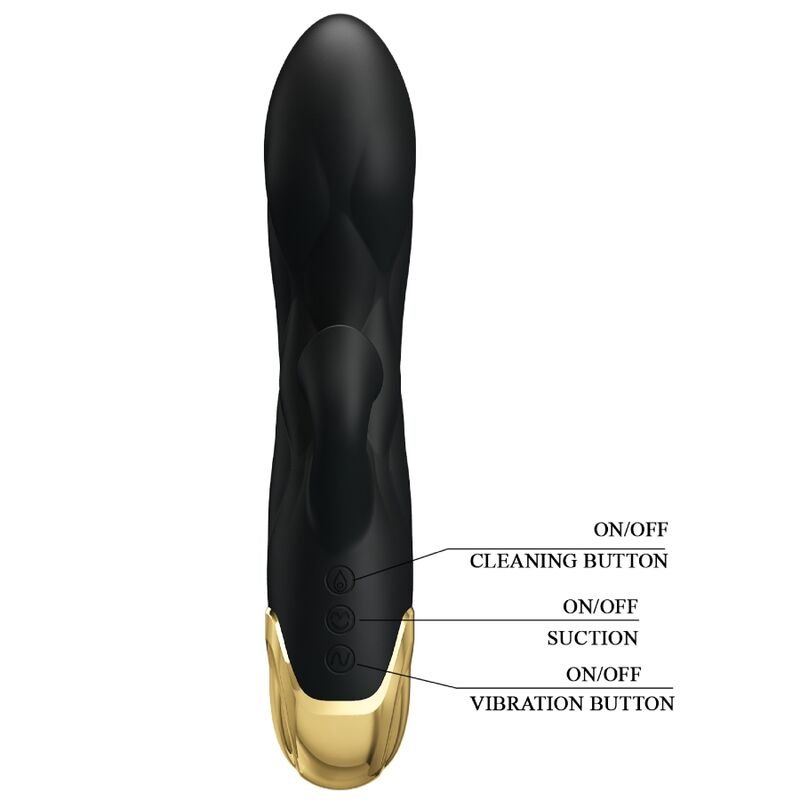 PRETTY LOVE - BLACK RECHARGEABLE GOLD PLATED LUXURY VIBRATOR - Kink&Play