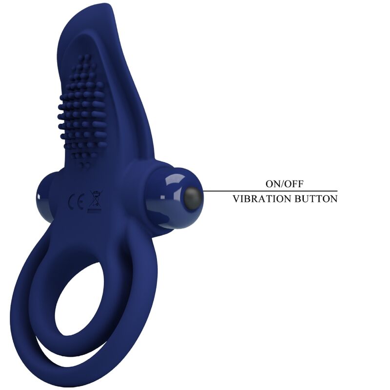 PRETTY LOVE - BRONSON DOUBLE RING WITH VIBRATION BLUE - Kink&Play