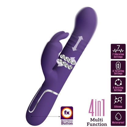 PRETTY LOVE - COALE RABBIT VIBRATOR 4 IN 1 PURPLE - Kink&Play
