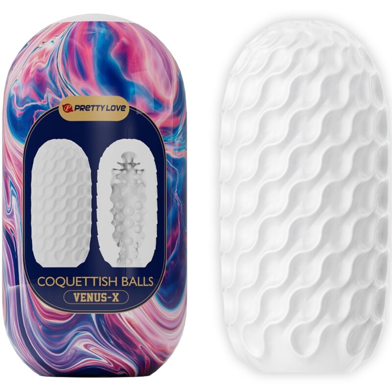 PRETTY LOVE - COQUETTISH BALLS SILICONE MALE MASTURBATOR WHITE - Kink&Play