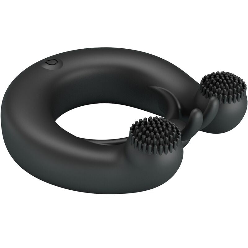 PRETTY LOVE - DAHLIA VIBRATING RING + CLITORIS STIMULATOR 12 VIBRATIONS BLACK - Kink&Play