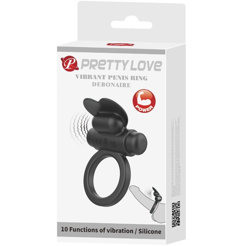 PRETTY LOVE - DEBONAIRE VIBRATING RING RABBIT 10 VIBRATIONS BLACK - Kink&Play