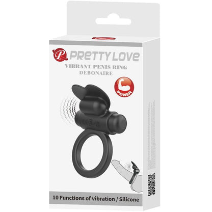 PRETTY LOVE - DEBONAIRE VIBRATING RING RABBIT 10 VIBRATIONS BLACK - Kink&Play