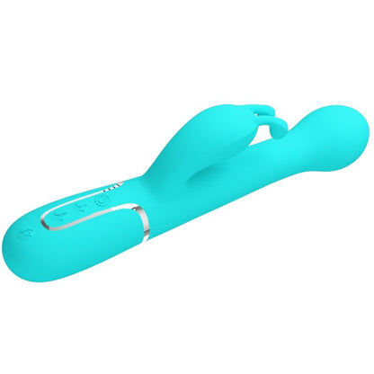 PRETTY LOVE - DEJON RABBIT VIBRATOR 3 IN 1 MULTIFUNCTION AQUA GREEN - Kink&Play