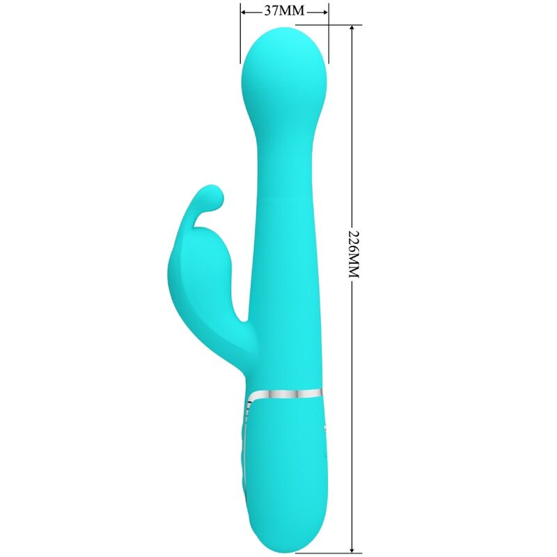 PRETTY LOVE - DEJON RABBIT VIBRATOR 3 IN 1 MULTIFUNCTION AQUA GREEN - Kink&Play