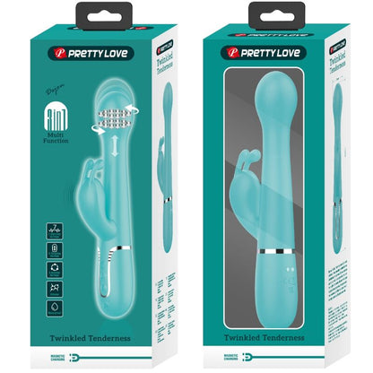 PRETTY LOVE - DEJON RABBIT VIBRATOR 3 IN 1 MULTIFUNCTION AQUA GREEN - Kink&Play