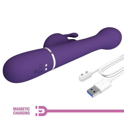 PRETTY LOVE - DEJON RABBIT VIBRATOR 3 IN 1 MULTIFUNCTION PURPLE - Kink&Play