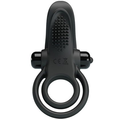 PRETTY LOVE - DOUBLE VIBRATING RING + CLITORIS STIMULATOR 10 VIBRATIONS BLACK - Kink&Play