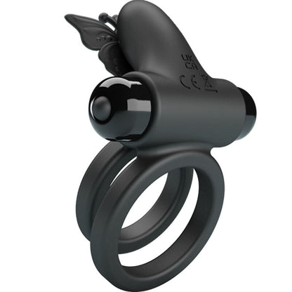 PRETTY LOVE - DOUBLE VIBRATING RING WITH BLACK STIMULATOR - Kink&Play